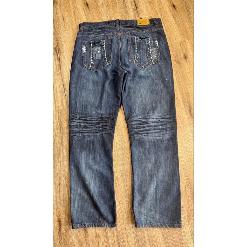 Evolution In Design Y2K Baggy Jeans Men’s 40x32 Distressed Studded Denim