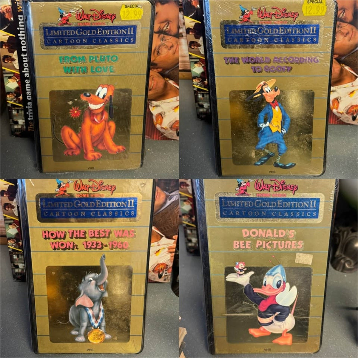 Vintage Walt Disney Gold Edition II VHS Lot Sealed Donald Goofy Pluto 5 Tape