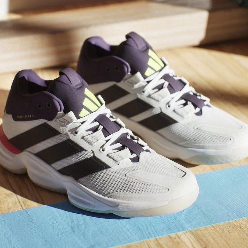 adidas Court Stabil M White Purple sz 7 Men / 8.5 Women Indoor Shoes NWT JH5163