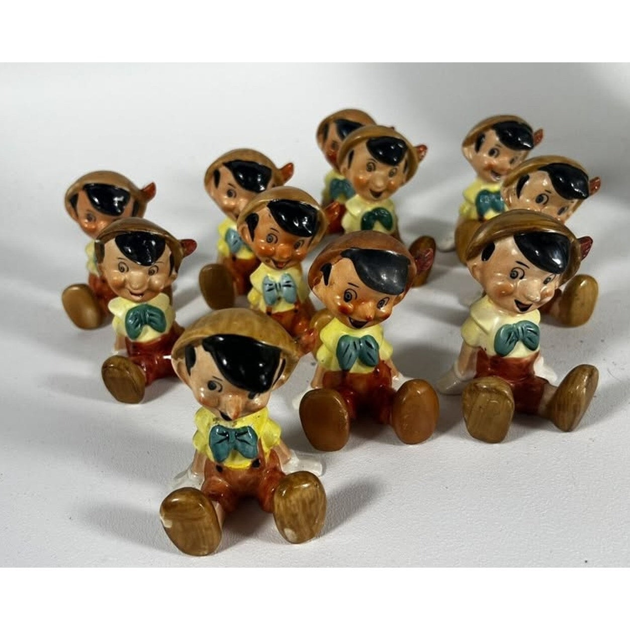 Rare 1950s Walt Disney Pinocchio Ceramic Shelf Sitter Japan 3” Hand Painted