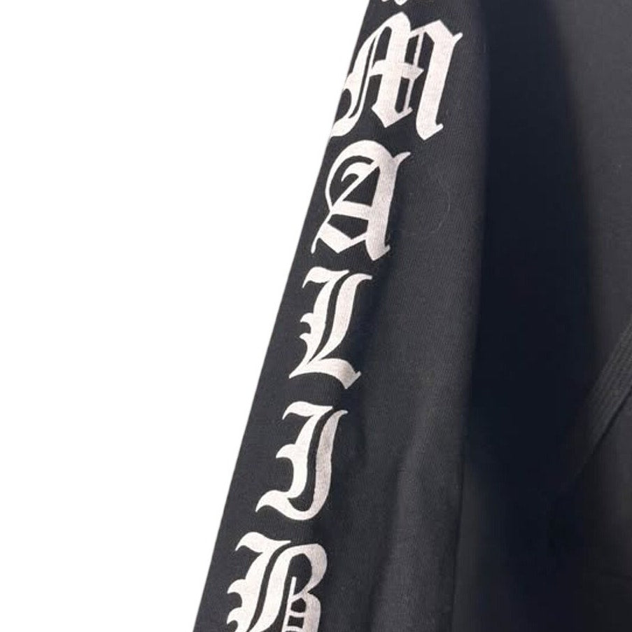 Black Chrome Gothic Cross Graphic Hoodie Sz L Streetwear Hearts Pullover