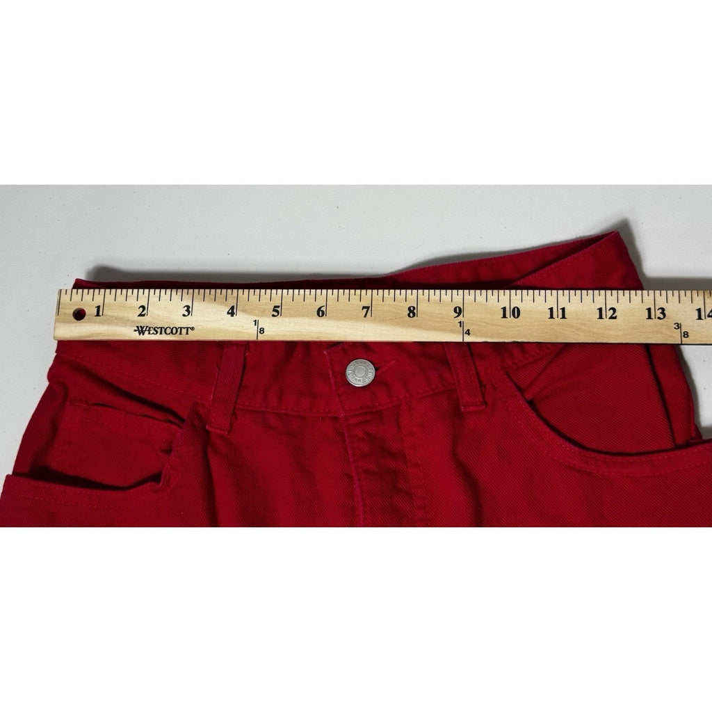 Rare 90 JUST USA Red High Waist Straight Leg Jeans Sz 9 ~ 27” Waist Made in USA