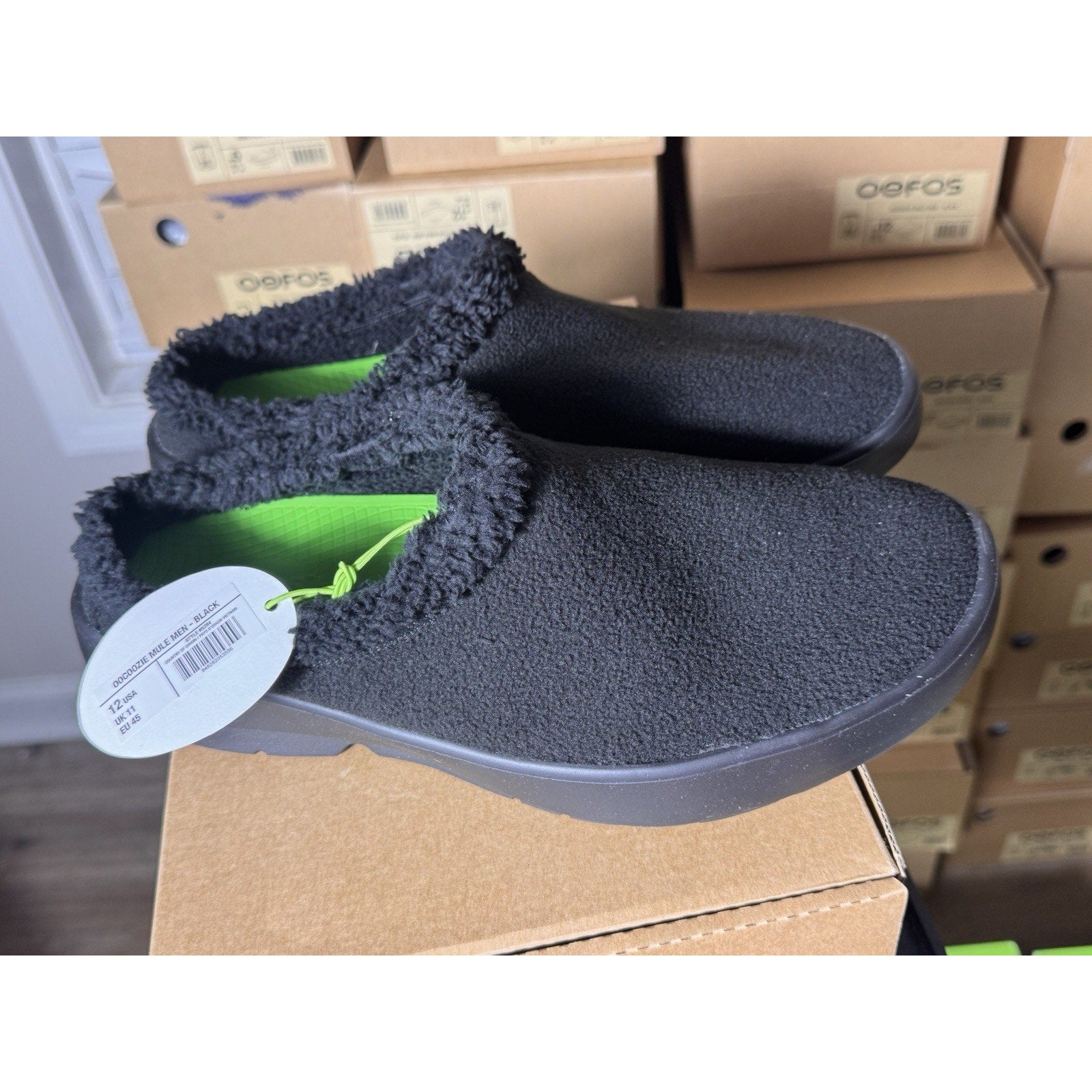 OOFOS OOcoozie Mule Men’s Slip-On Shoes Black Size 12 Comfort Recovery Clogs