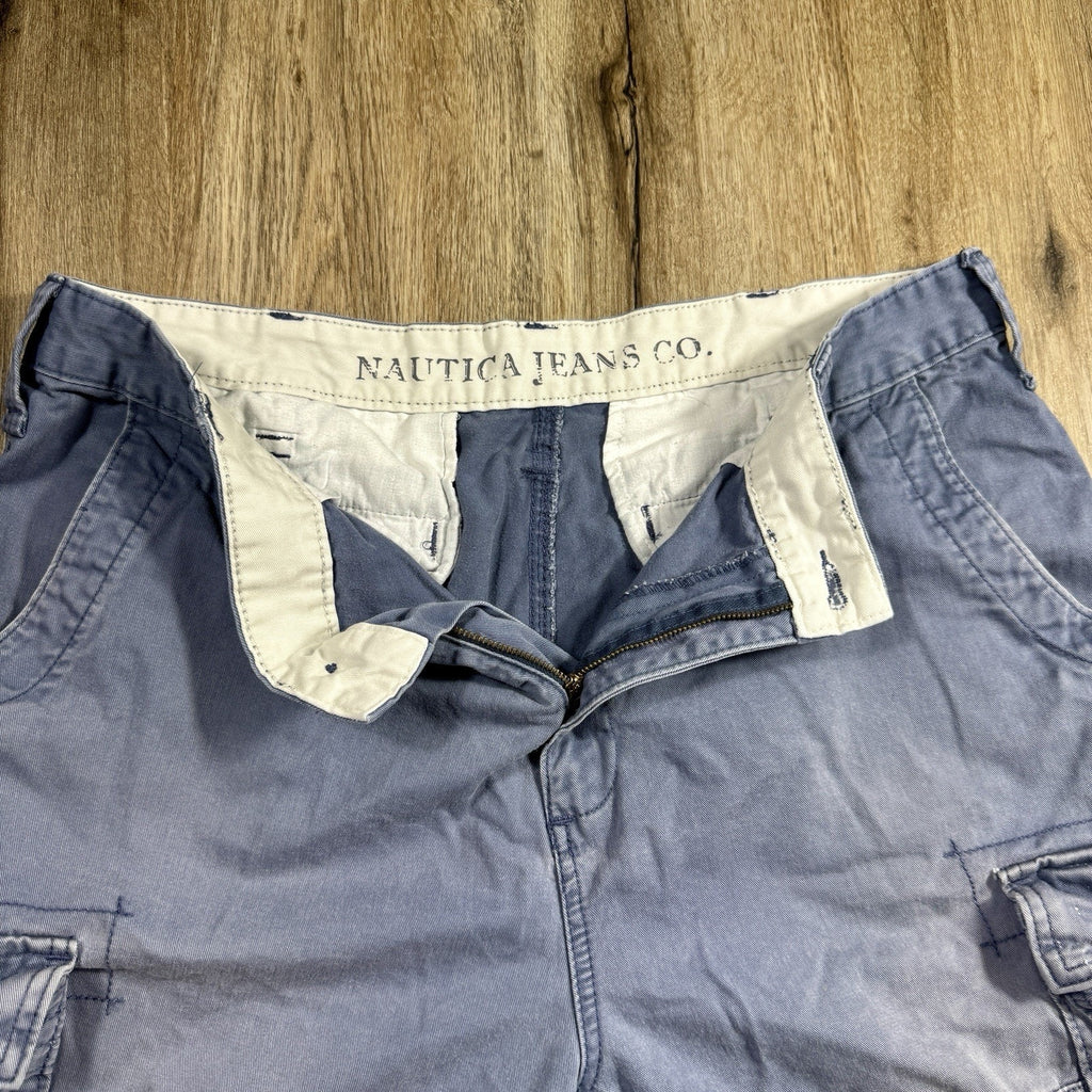 Nautica Jeans Co Baggy Cargo Shorts Men’s 38 Navy Blue Cotton Y2K