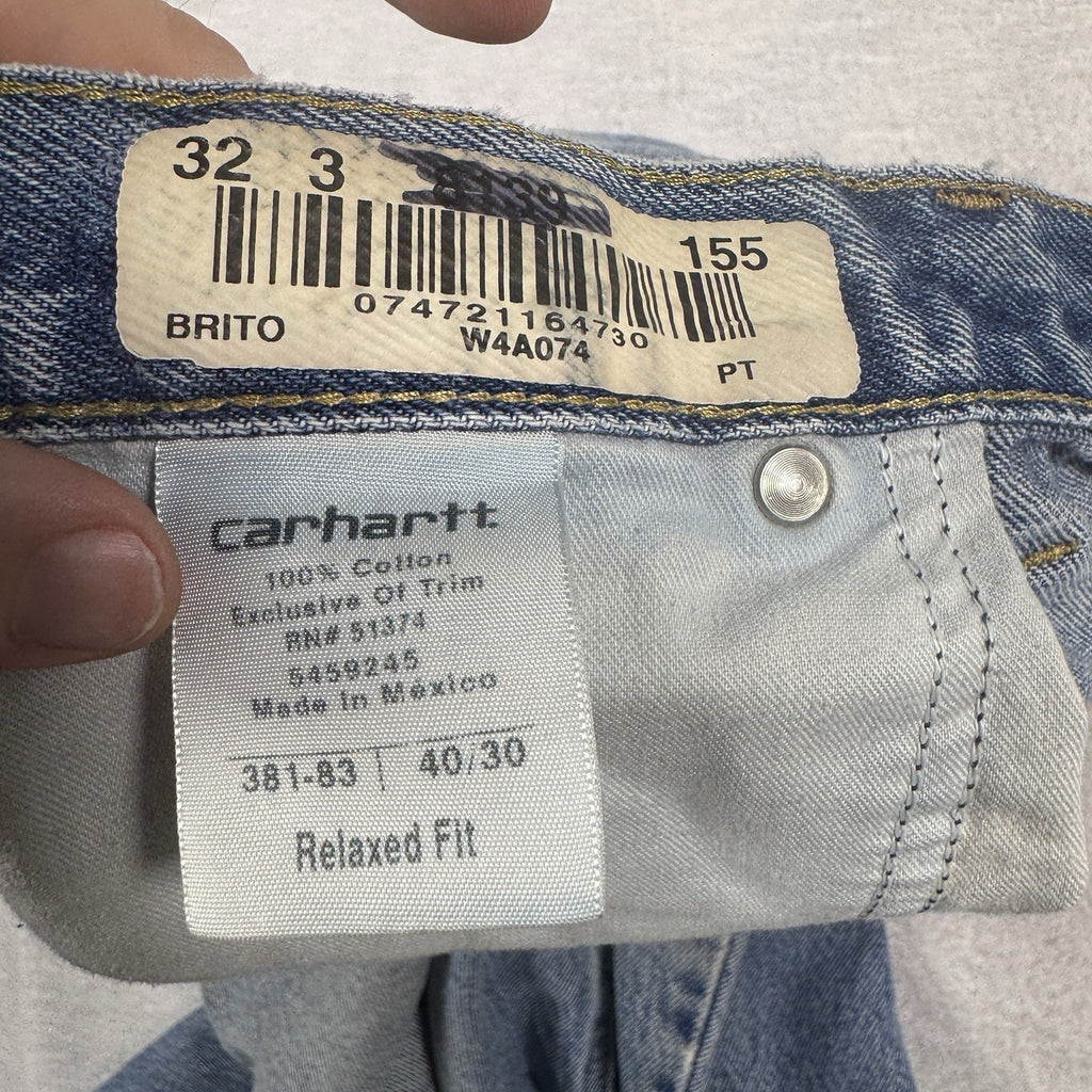 Carhartt B42 Relaxed Fit Jeans Mens 40x30 Distressed Workwear Denim Made Mexico