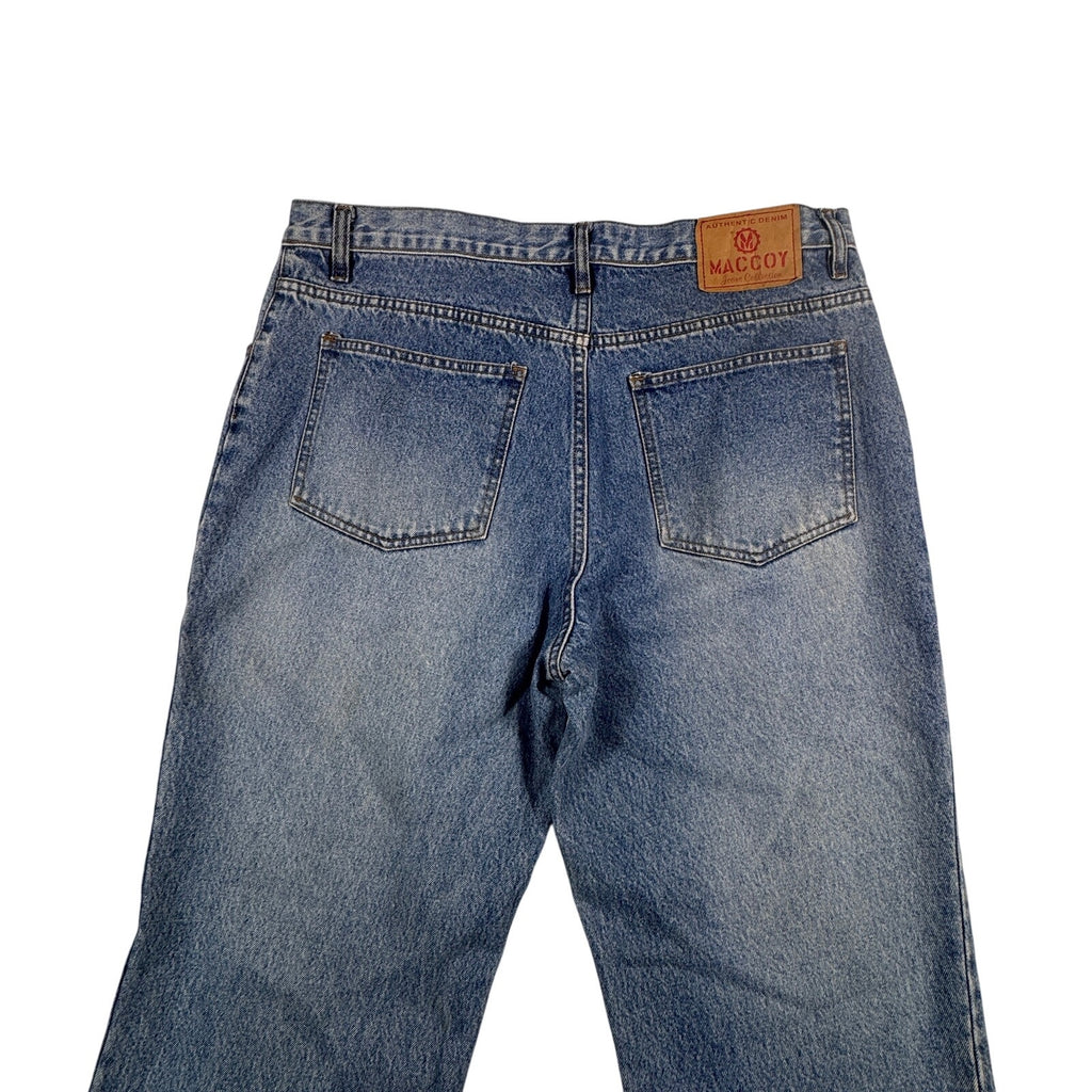 Maccoy Jeans Collection Mens 38x28 Baggy Wide Leg Y2K Skater Blue Denim 90s