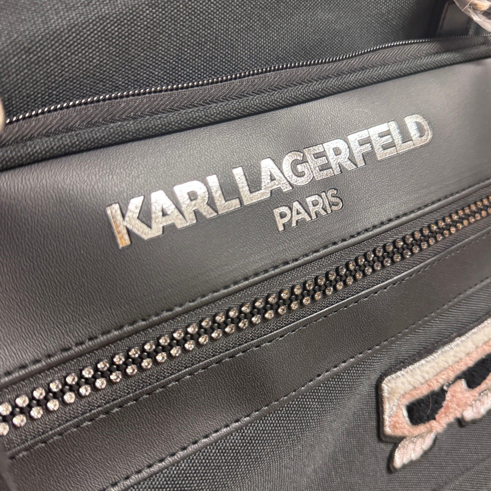 Karl Lagerfeld Paris Ikonik Rolling Weekender Duffel Carry On Luggage Black NWT