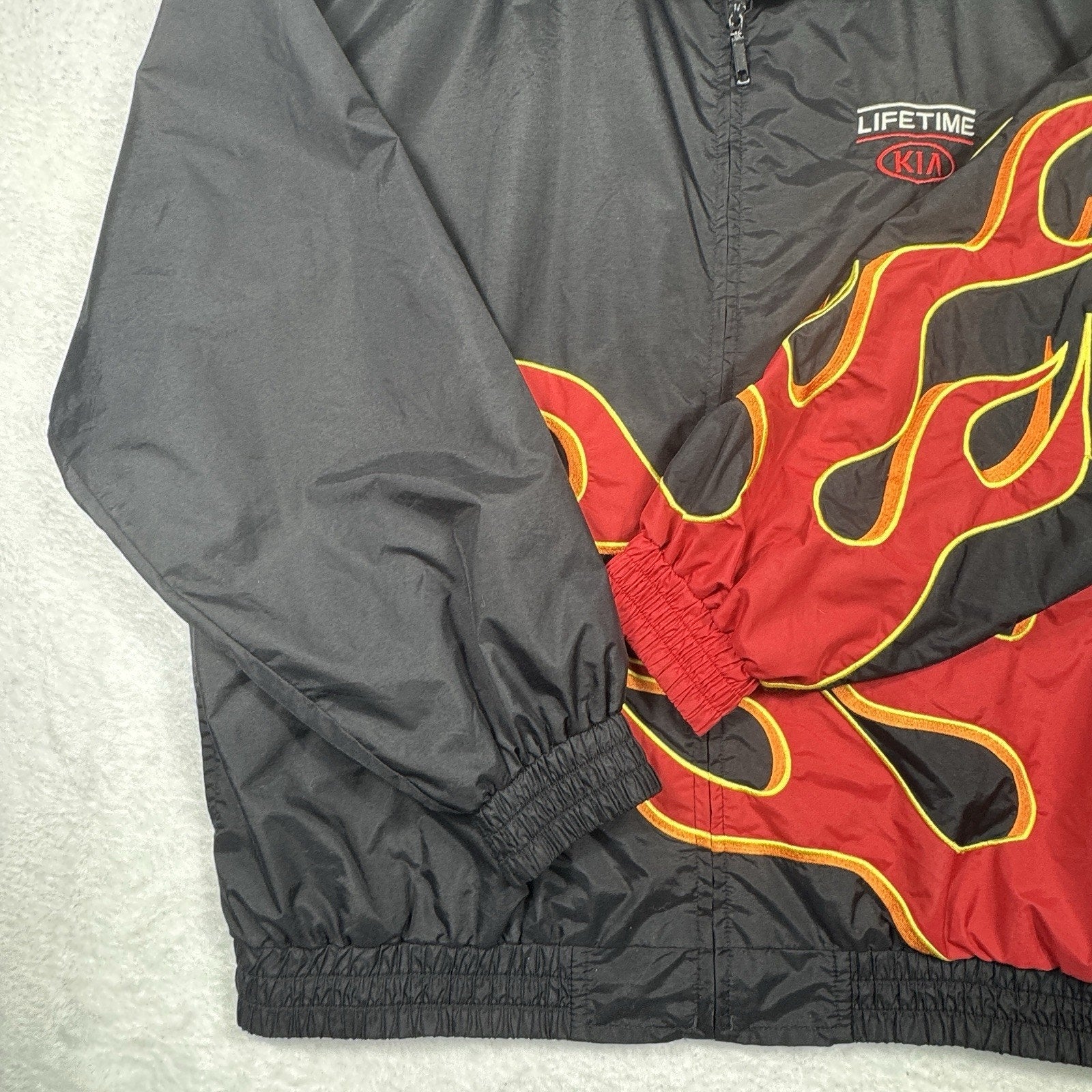 Speed Zone Race Gear Flame Racing Jacket VTG Y2K 2XL Lifetime KIA Hot Rod USA