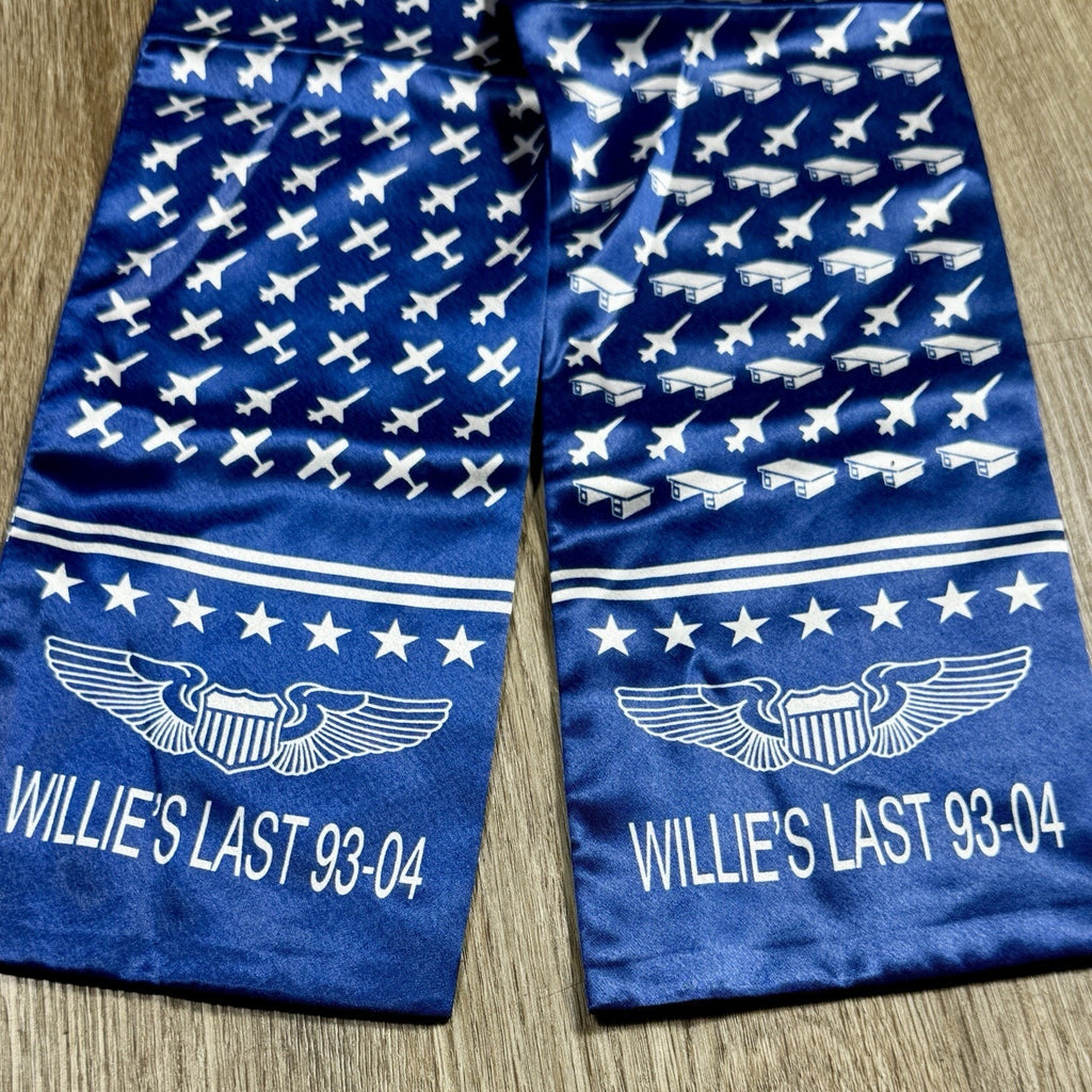 Rakkei Rama World Willie’s Last 93-04 Aviation Crew Pilot Scarf Vtg USA 45”