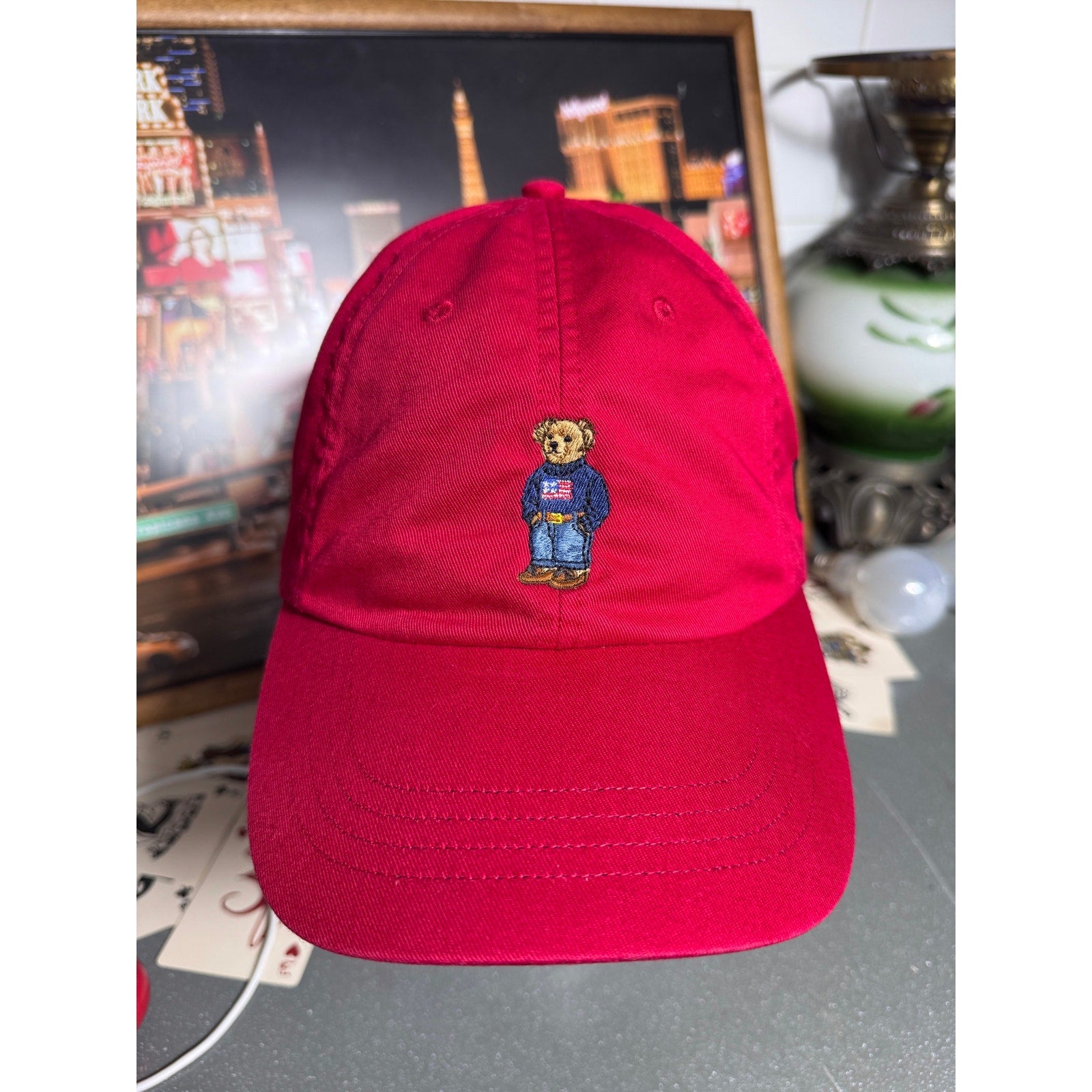 Rare Atlanta Exclusive Polo Ralph Lauren Polo Bear ATL Strapback Hat Red Dad Cap