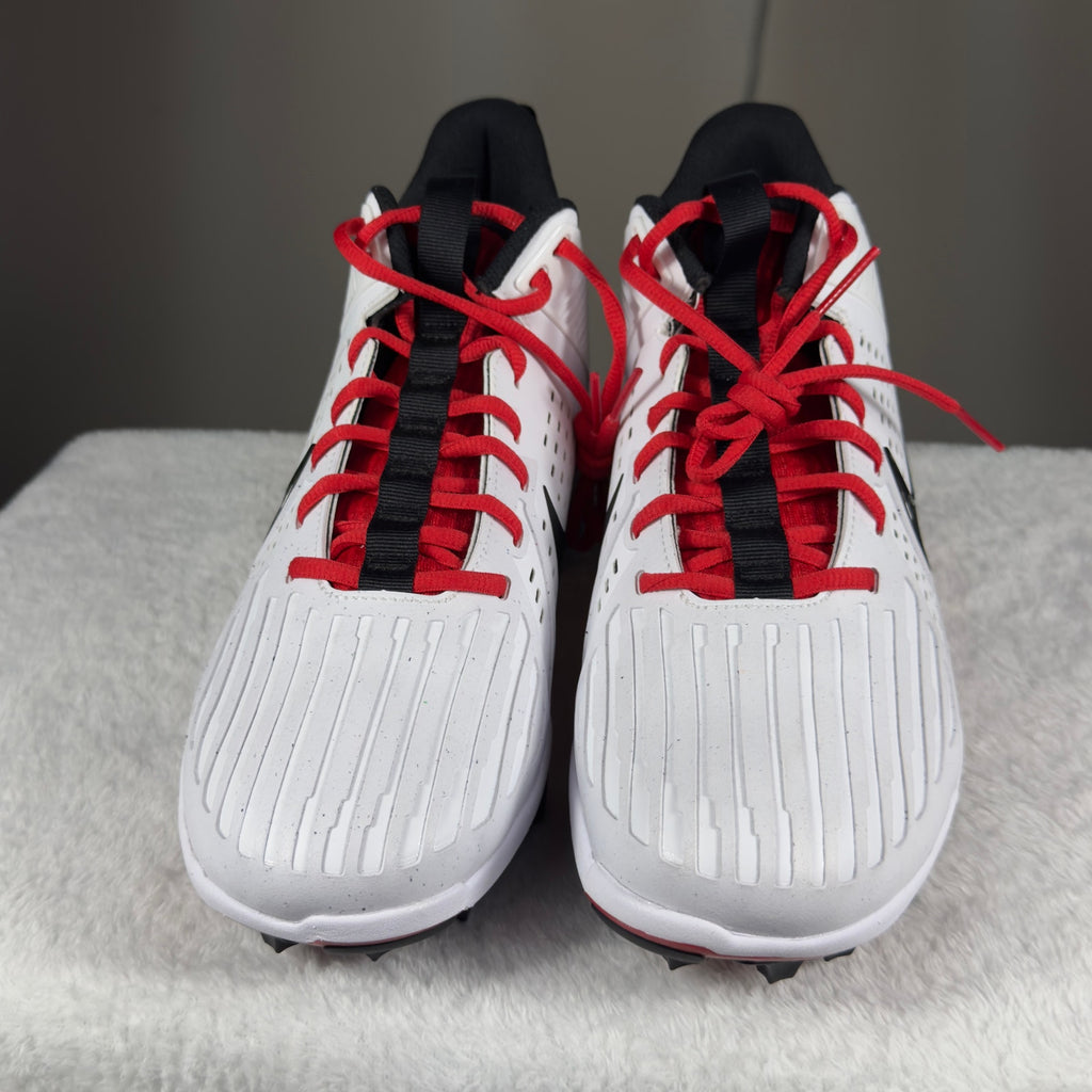 Nike Alpha Menace 4 Football Cleats White Black Red II5139-102 Sz 10.5
