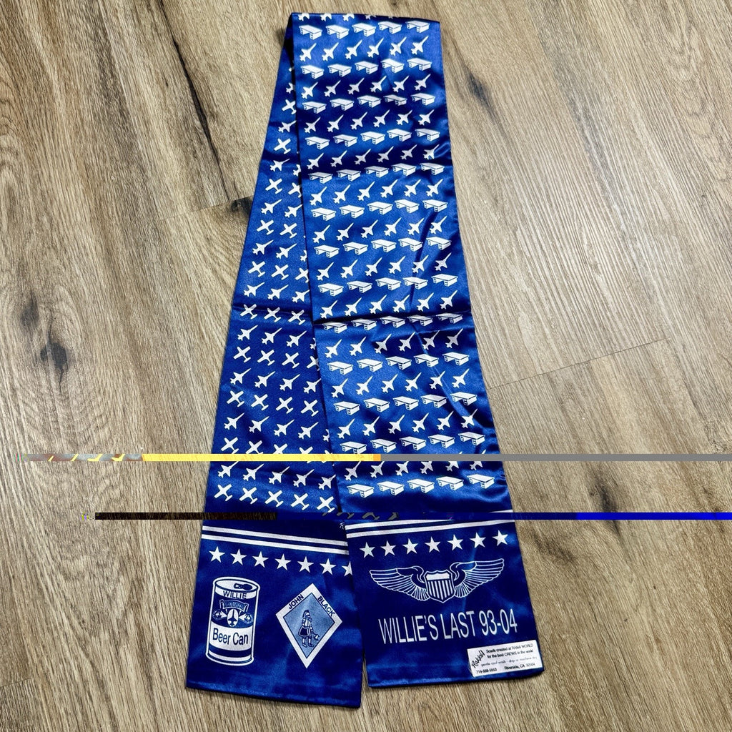 Rakkei Rama World Willie’s Last 93-04 Aviation Crew Pilot Scarf Vtg USA 45”