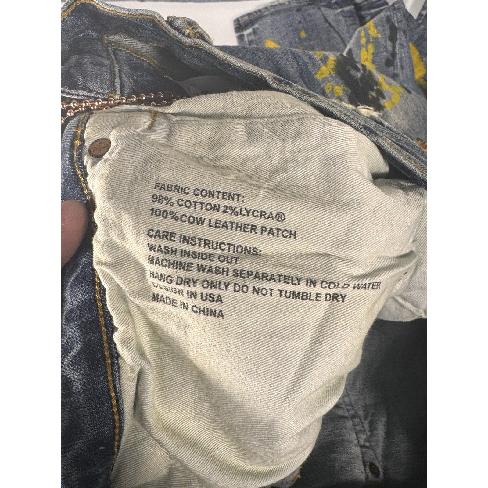 $290 Rare Purple Brand P002 Atlanta Exclusive Gold Paint Splatter Jeans Sz 34x34