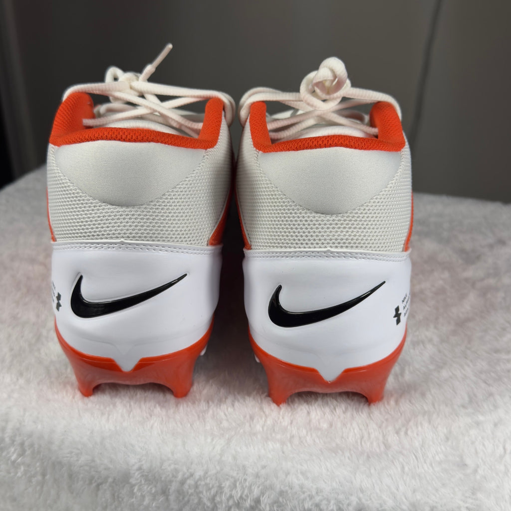 Nike Alpha Menace 4 Pro Football Cleats White Orange FZ7702-101 Sz 14.5