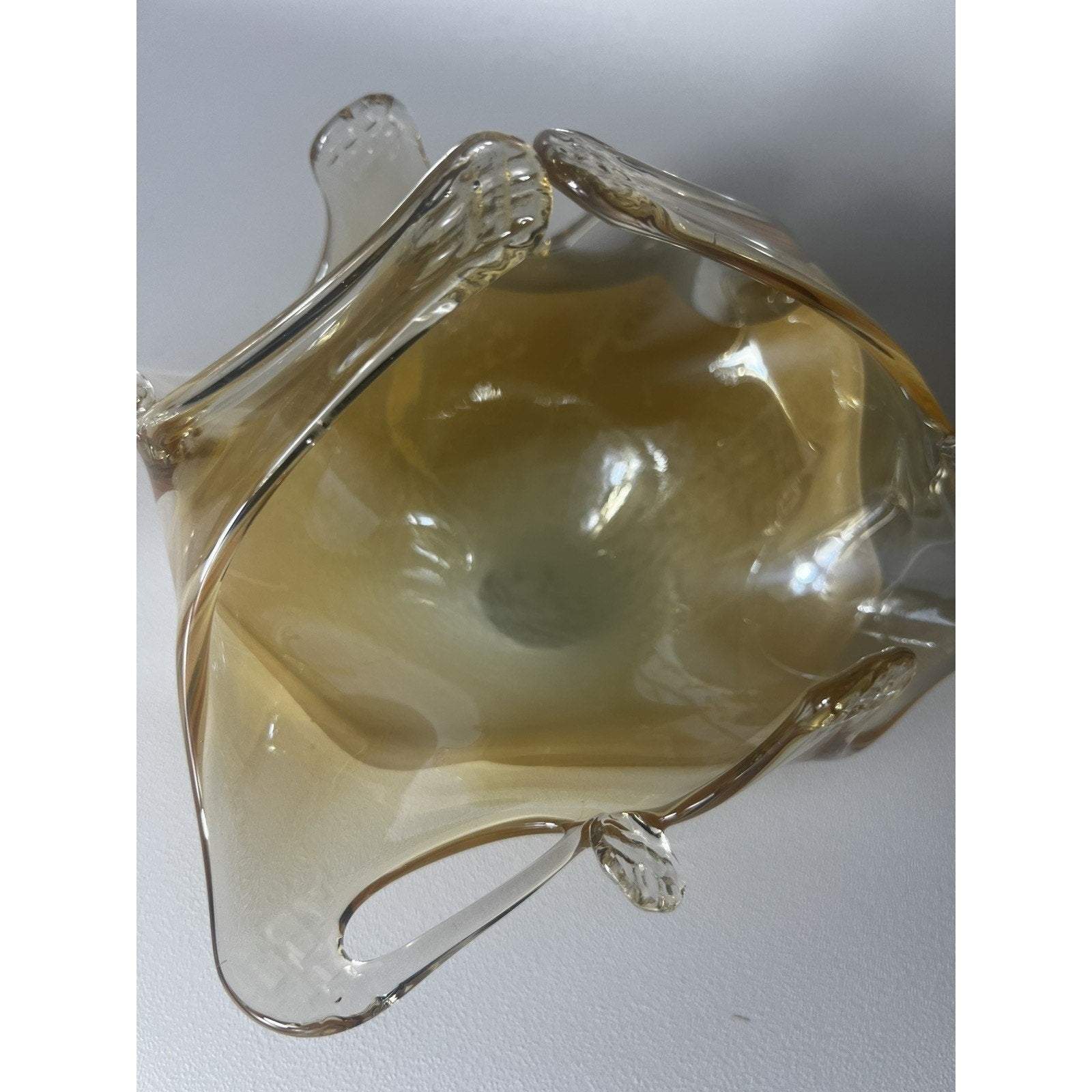 Lavorazione Arte Murano Glass Bowl made in Italy, Amber And gold