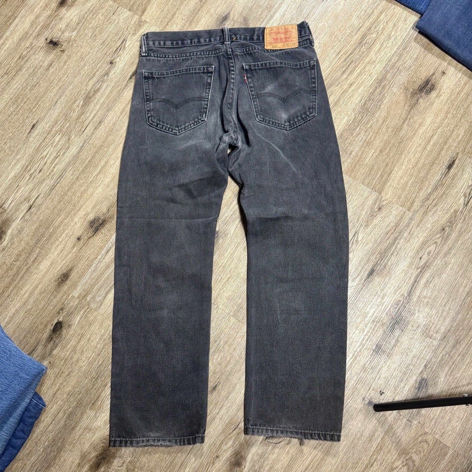 Levi's 505 Regular Fit Jeans Mens 32x29 Gray Black Straight Leg Denim VTG Y2K