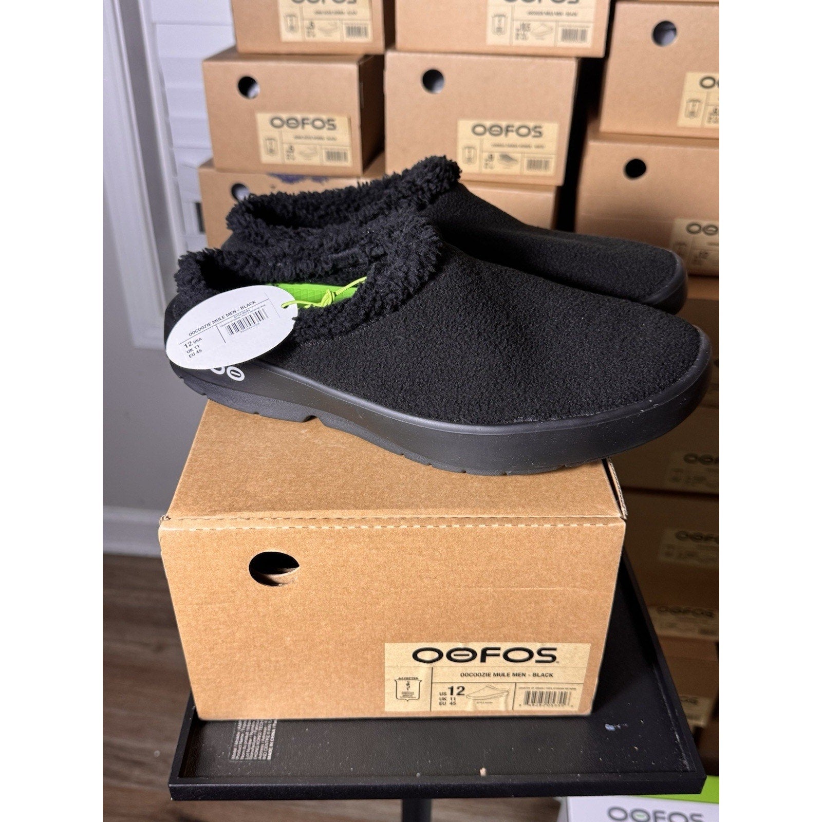 OOFOS OOcoozie Mule Men’s Slip-On Shoes Black Size 12 Comfort Recovery Clogs