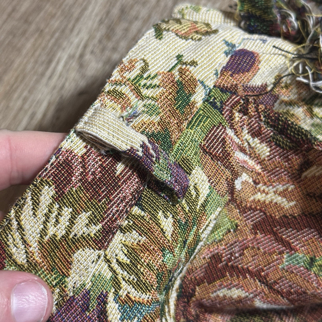 NWT MICAS Floral Tapestry Jacquard Fringe Cargo Pants Rave Bandeau Set Womens L