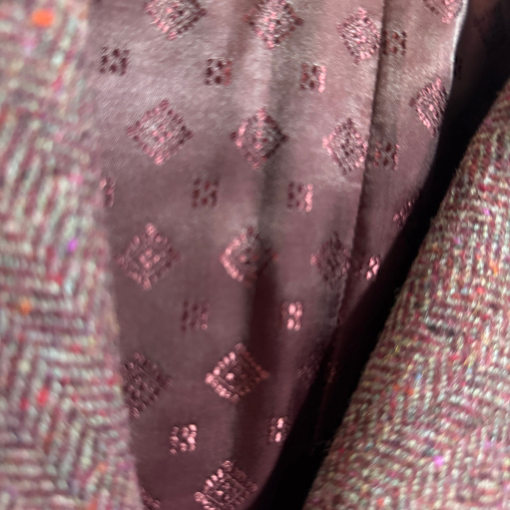 Vintage Burgundy Donegal Tweed Double Breasted Blazer Sport Coat Mens L XL 80s