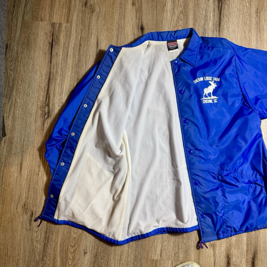 Vintage Hilton Active Apparel Coach Jacket Cheraw SC Lodge 2404 Moose Made USA L