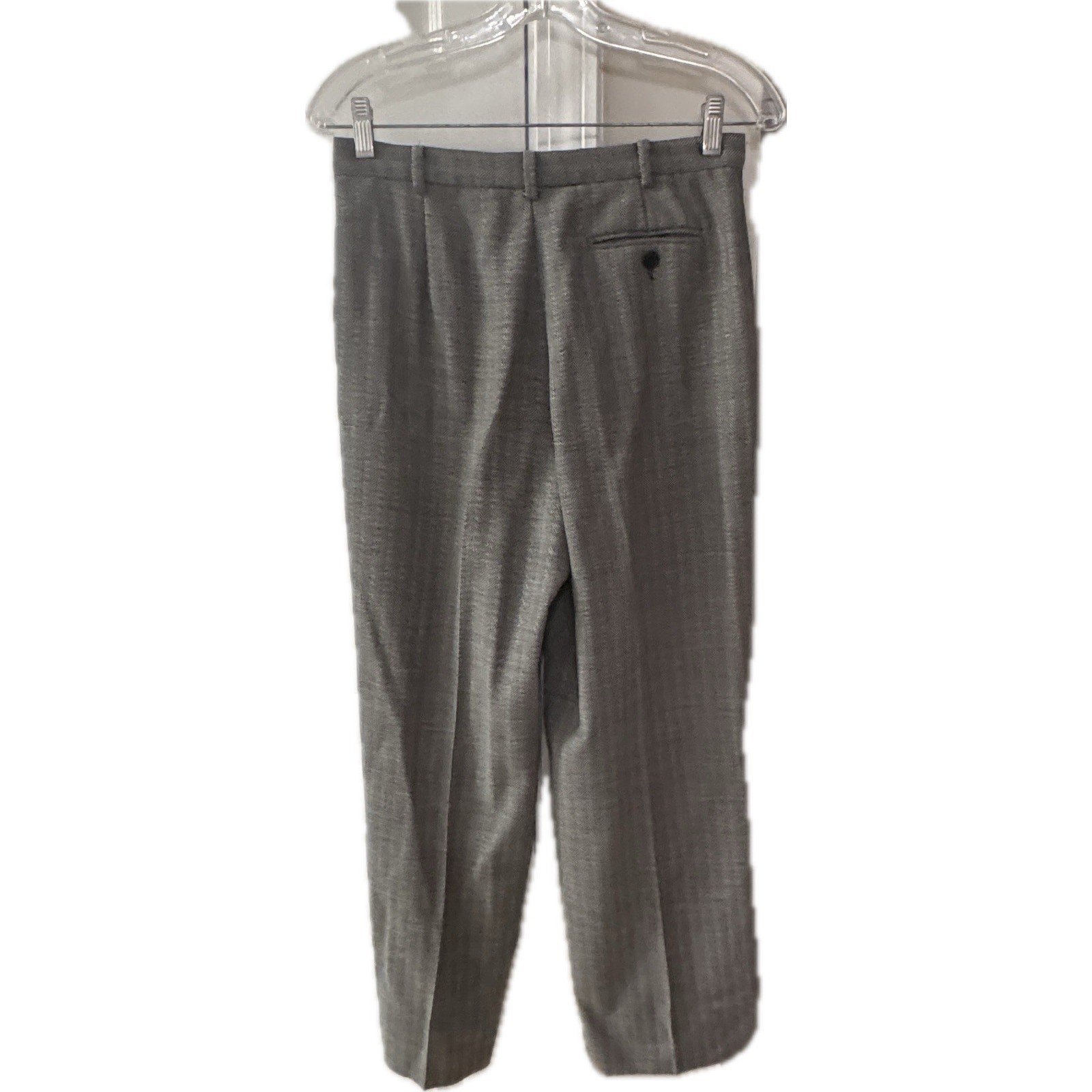 Armani Collezioni Womens Virgin Wool Gray Herringbone Pant Suit Size 4 Italy