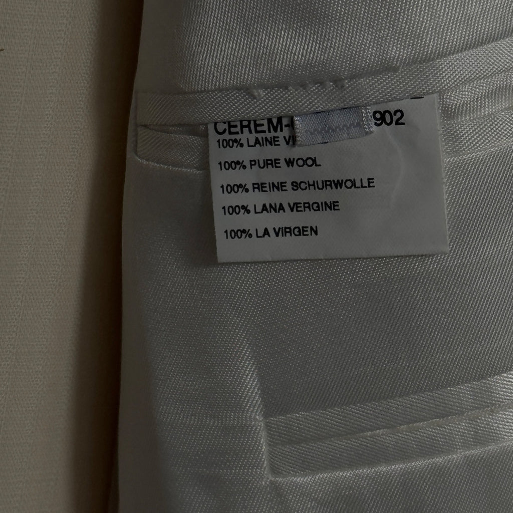NWT Courrèges Homme Ivory Virgin Wool 2 Piece Suit EU 47 French Designer