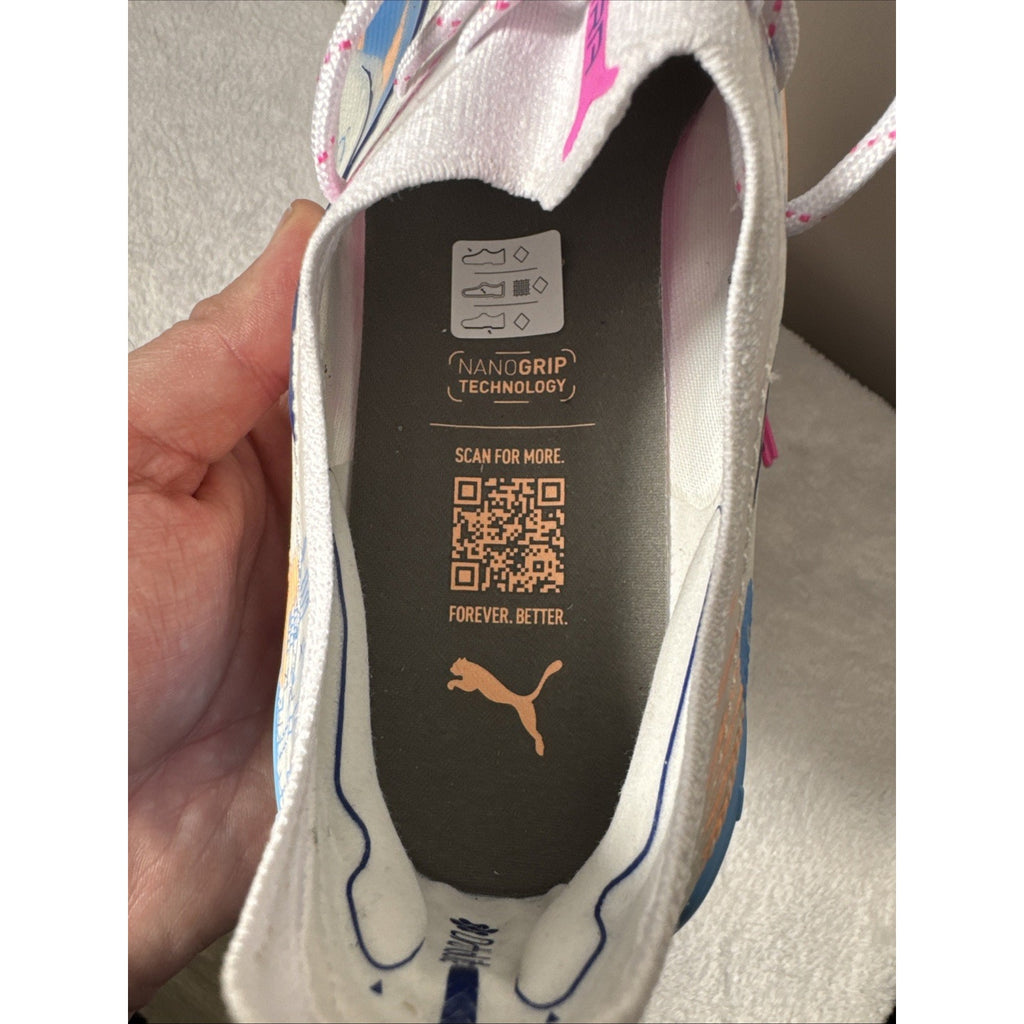 Puma Ultra Ultimate FG/AG Soccer Cleats White Pink Blue Size 9.5 108063-01 Rare