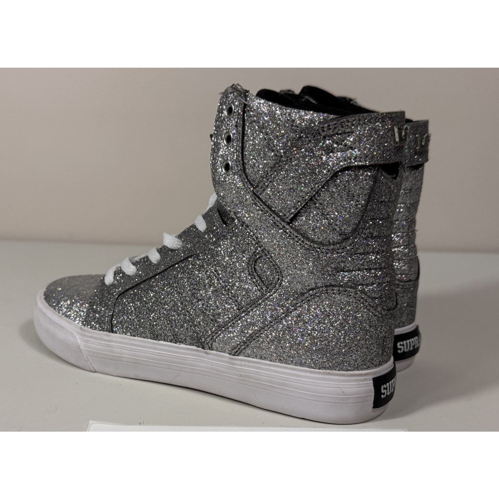 Vtg Rare Y2K Supra Skytop High Top Silver Glitter Sneakers Youth/Men’s US 5 W6.5
