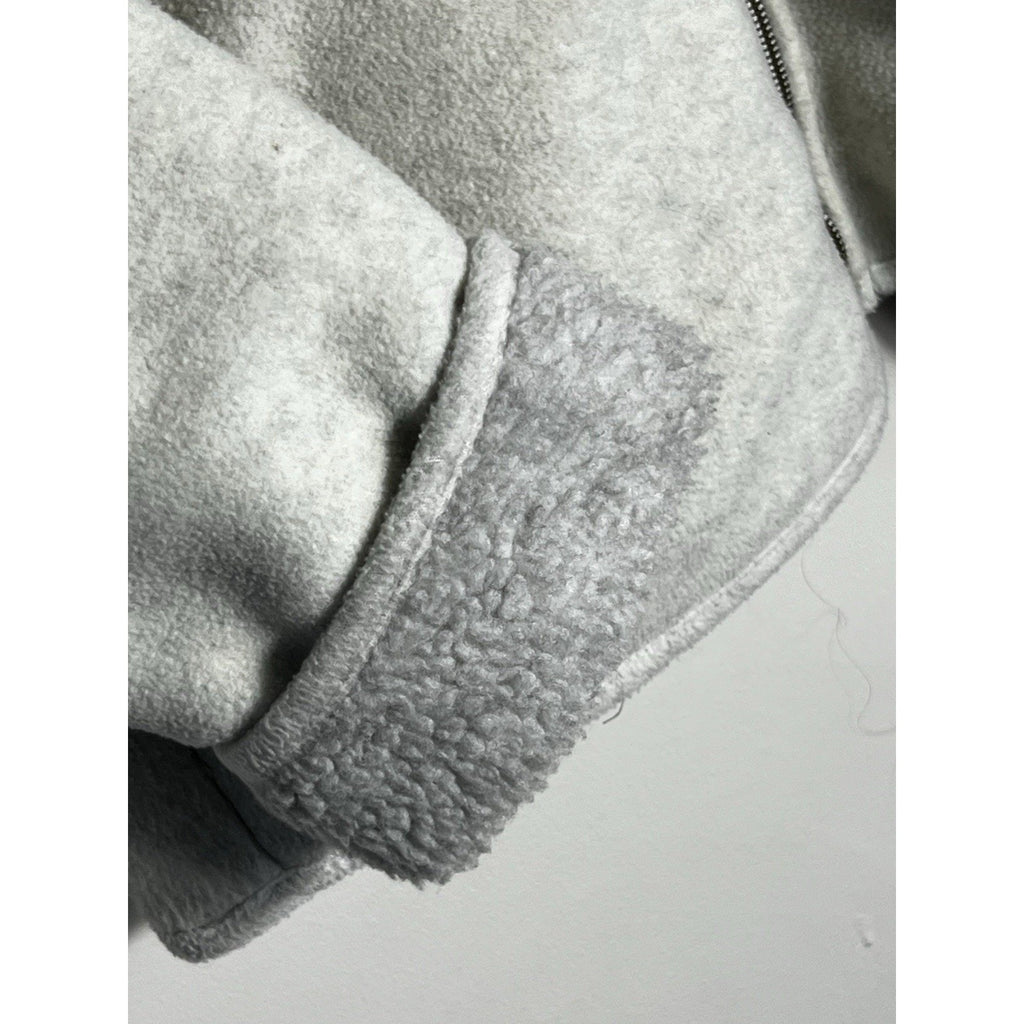 Vintage Fuda Studio Jacket Women’s L Gray Sherpa Fleece Zip-Up Soft Cozy Retro