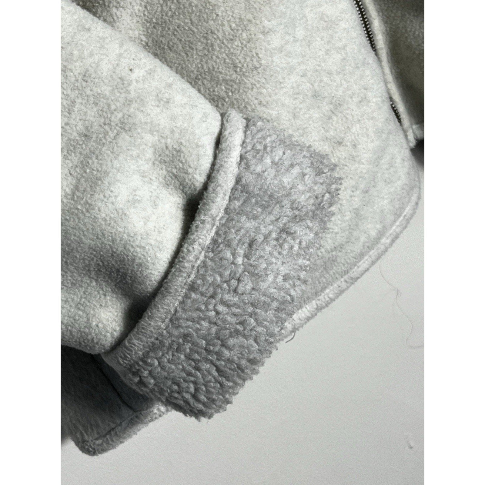 Vintage Fuda Studio Jacket Women’s L Gray Sherpa Fleece Zip-Up Soft Cozy Retro