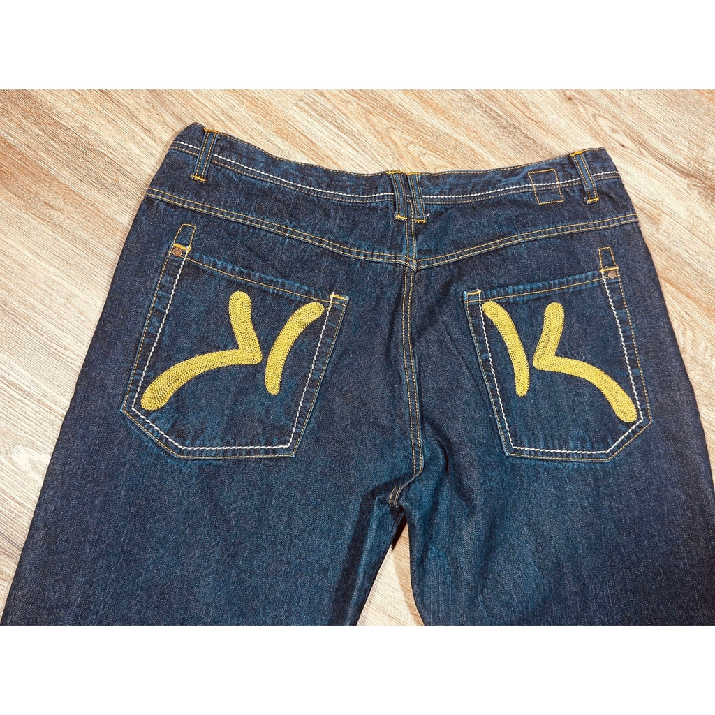Karl Kani Gold Dark Wash Baggy Loose Fit Denim Jeans Men’s Size 42x32 Y2K Hip Hop Streetwear