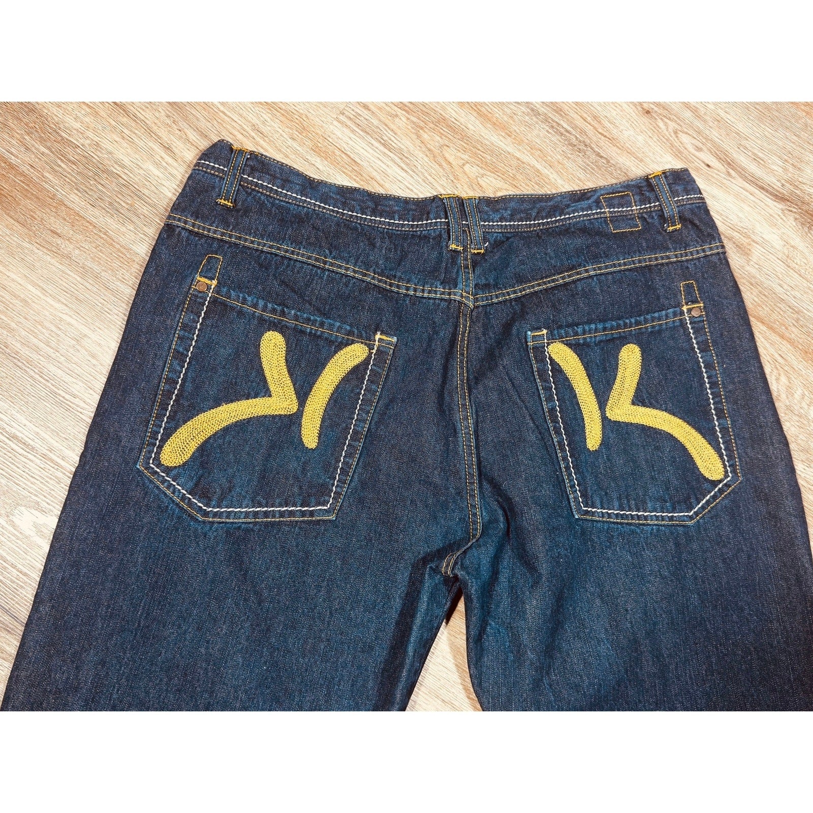 Karl Kani Gold Dark Wash Baggy Loose Fit Denim Jeans Men’s Size 42x32 Y2K Hip Hop Streetwear