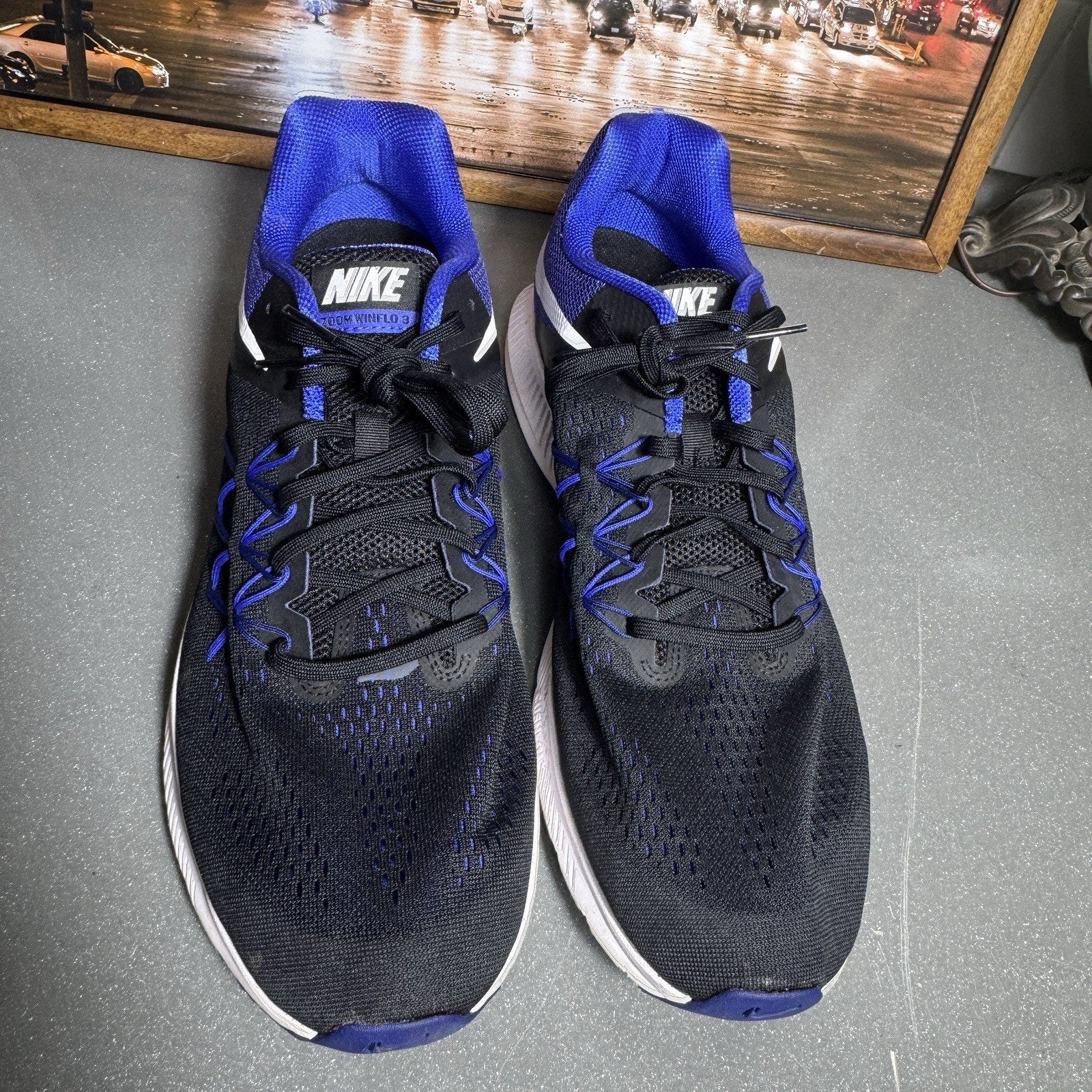 Nike Zoom Winflo 3 Mens Size 15 Blue Black Athletic Running Shoes Sneakers