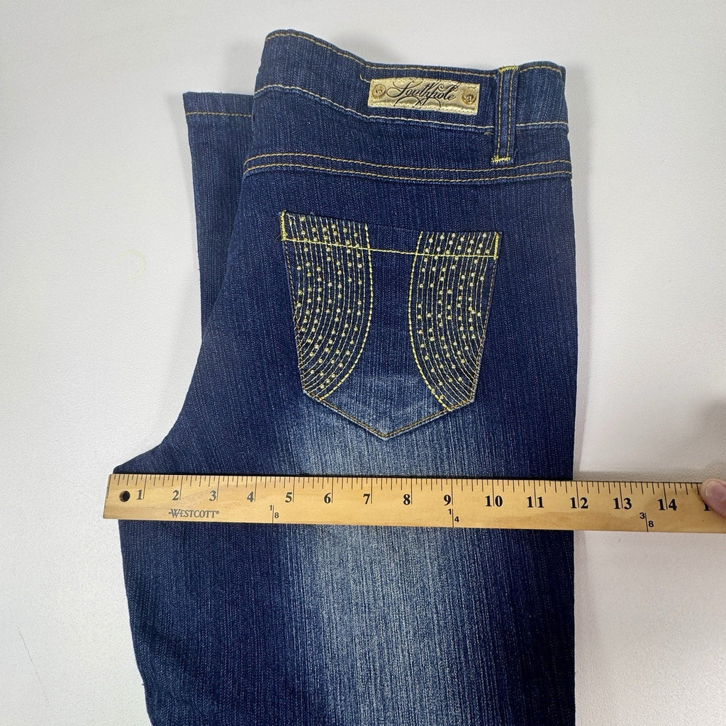 Southpole Studded Pocket Flare Bootcut Jeans Womens Size 11 Y2K Dark Wash