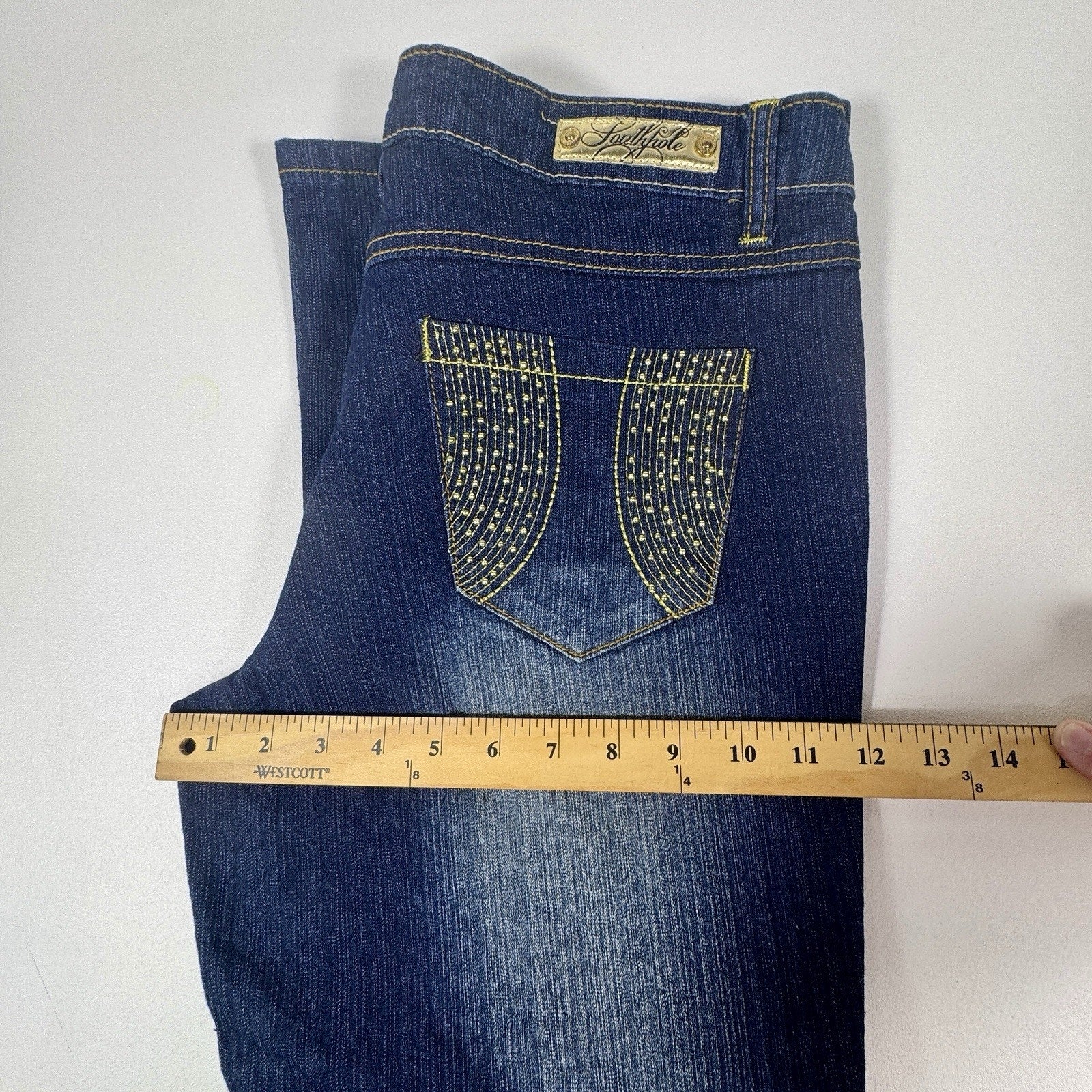 Southpole Studded Pocket Flare Bootcut Jeans Womens Size 11 Y2K Dark Wash