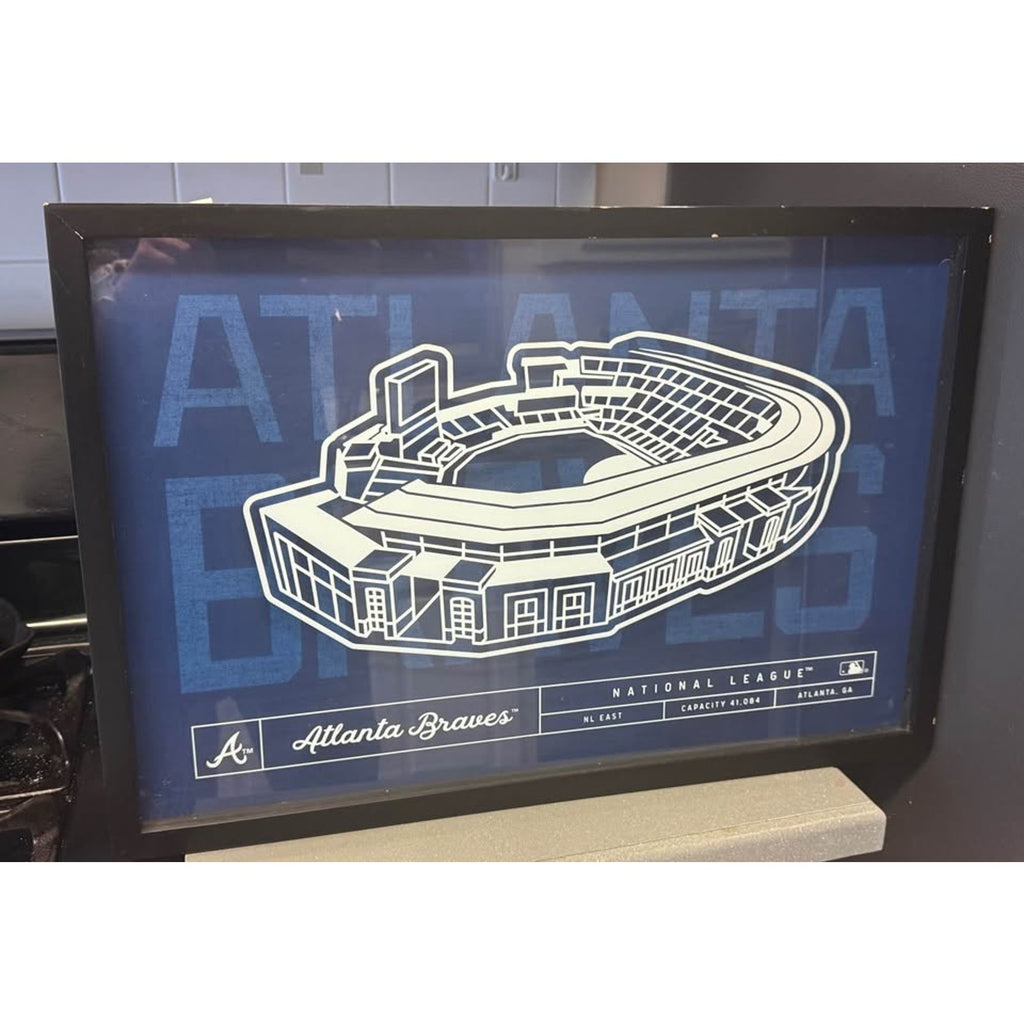 Atlanta Braves Truist Park Stadium Blueprint Framed Wall Art MLB Open Road Brand