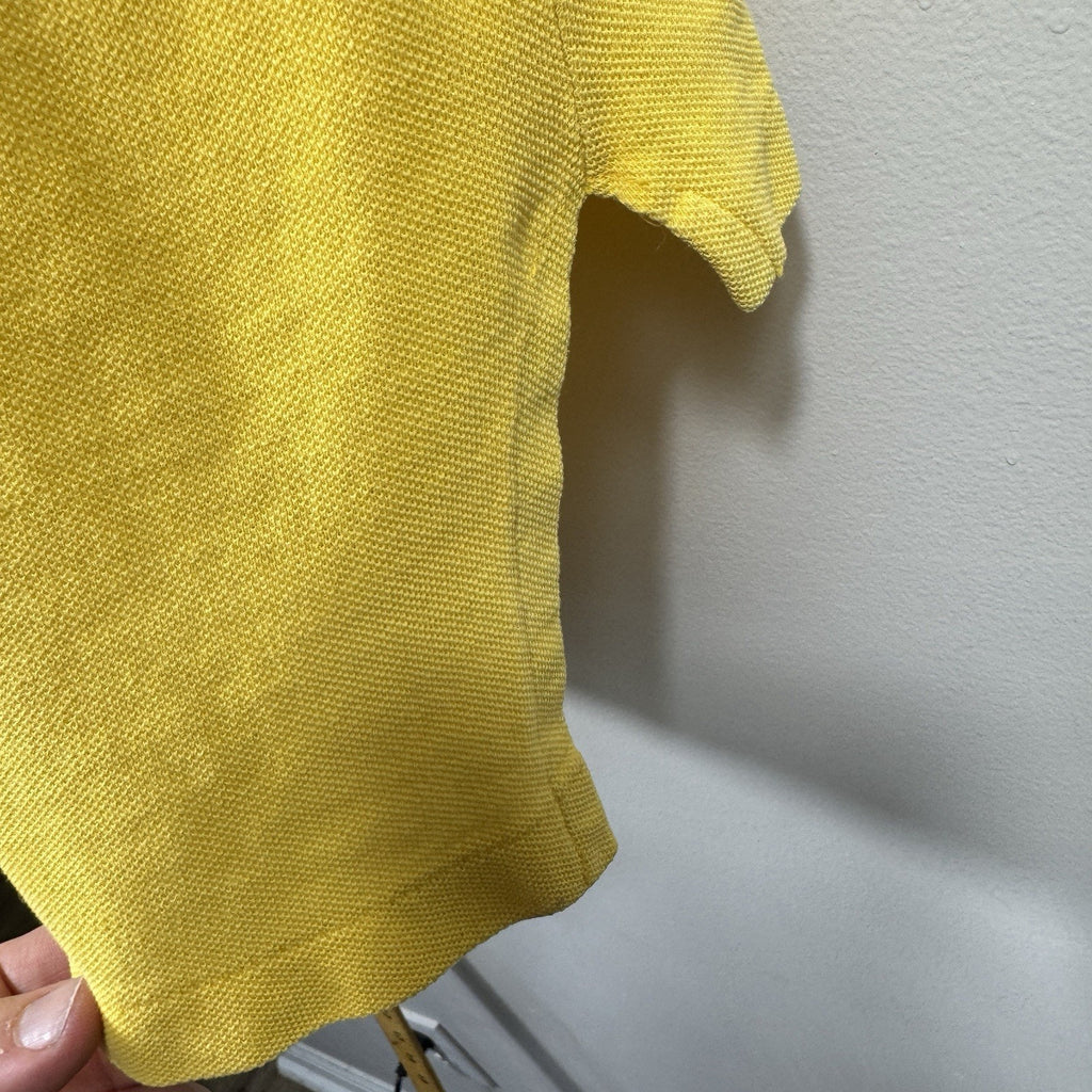 Vtg 60s-70s IZOD Lacoste Yellow Polo Shirt Crocodile Logo Cotton Mens Slim S XS