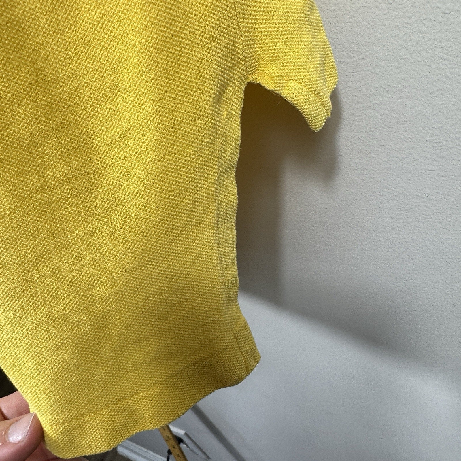 Vtg 60s-70s IZOD Lacoste Yellow Polo Shirt Crocodile Logo Cotton Mens Slim S XS