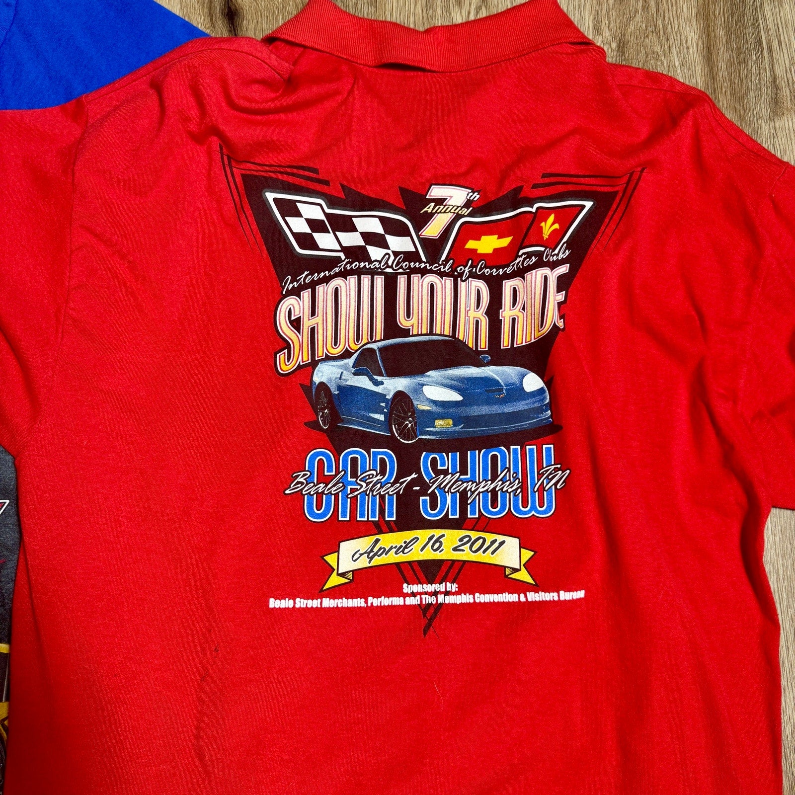 Corvette Car Show Polo Shirt Lot XL Beale Street Memphis TN ICCC 2011 2013 2016