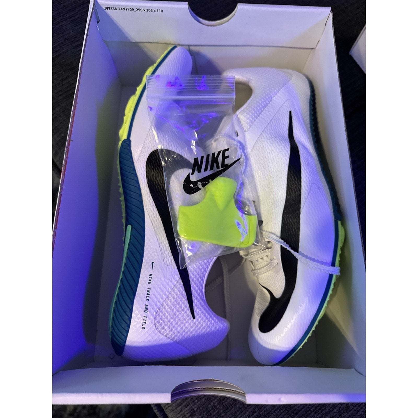 Nike Zoom Rival Sprint Track White Black Bright Spruce FZ9663-102 Sz 10.5 New