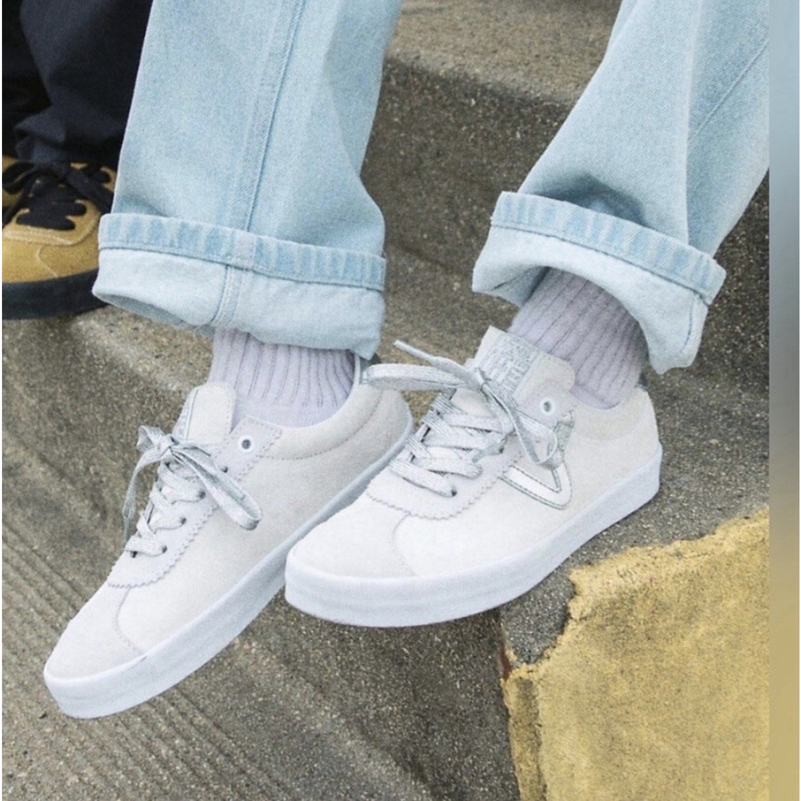 Vans Sport Low Sz 9.5 Shine Grey Blanc De Blanc Suede VN000CTDDWC 90s Punk Skate