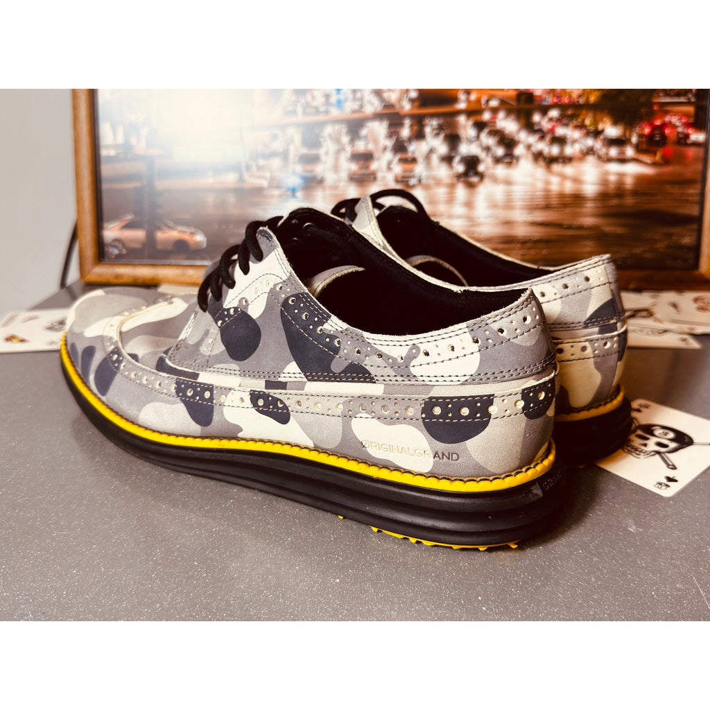 Cole Haan OriginalGrand Golf Wingtip Oxford Shoes Gray Camo Leather Men’s Sz 10M