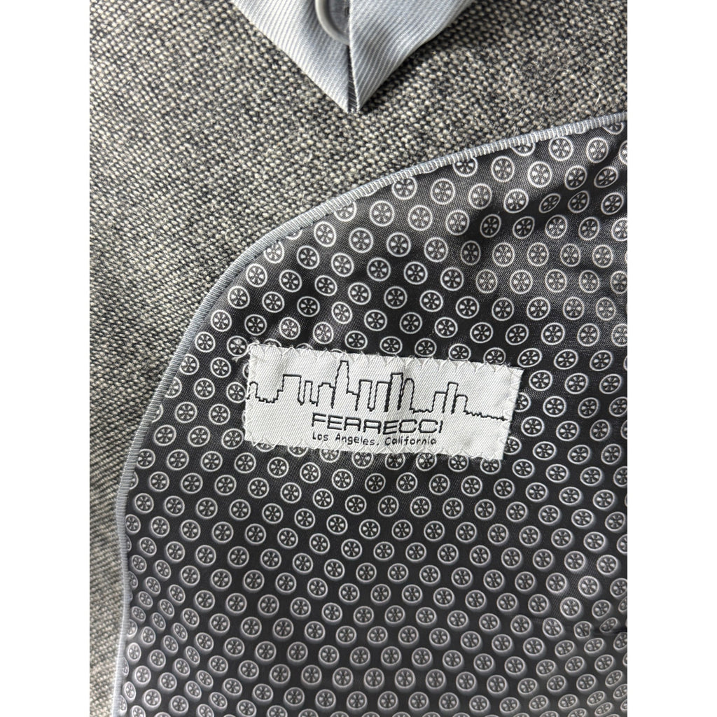 Ferrecci Bradford Grey Tweed Suit Jacket & Vest Mens 48R Slim Fit Formal XXL