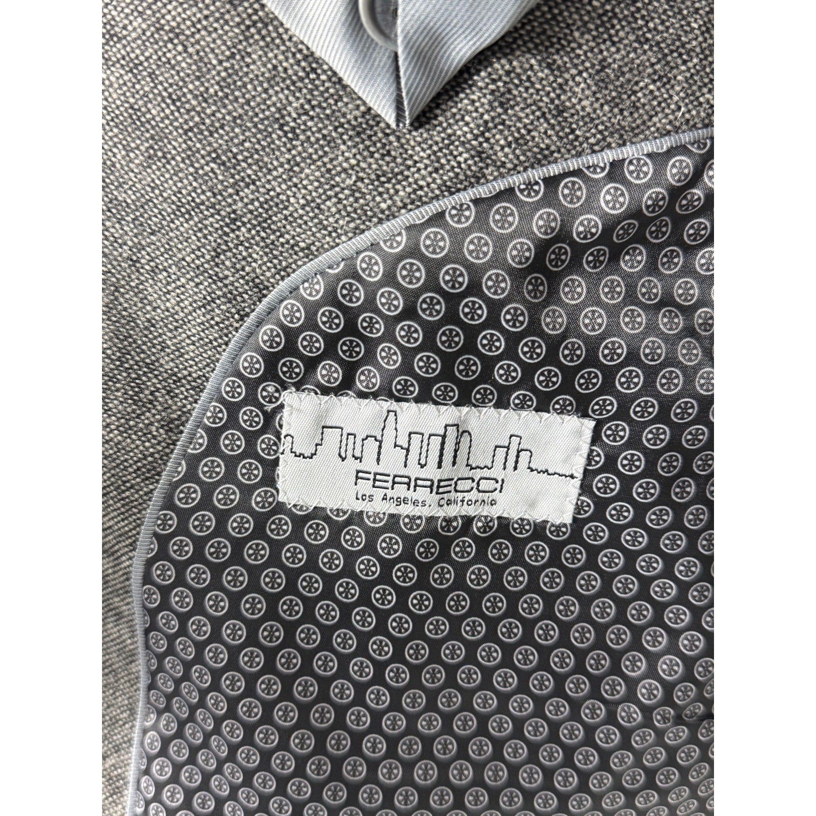 Ferrecci Bradford Grey Tweed Suit Jacket & Vest Mens 48R Slim Fit Formal XXL