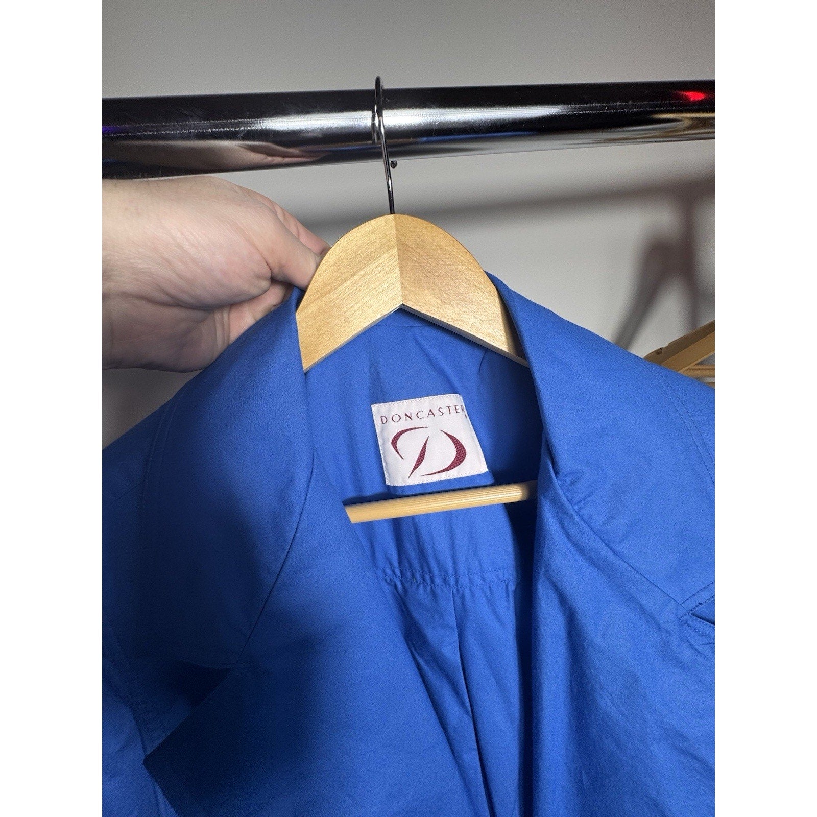 Vtg Doncaster Blue Trench Coat Belted Lightweight Long Jacket Women’s Small-Med