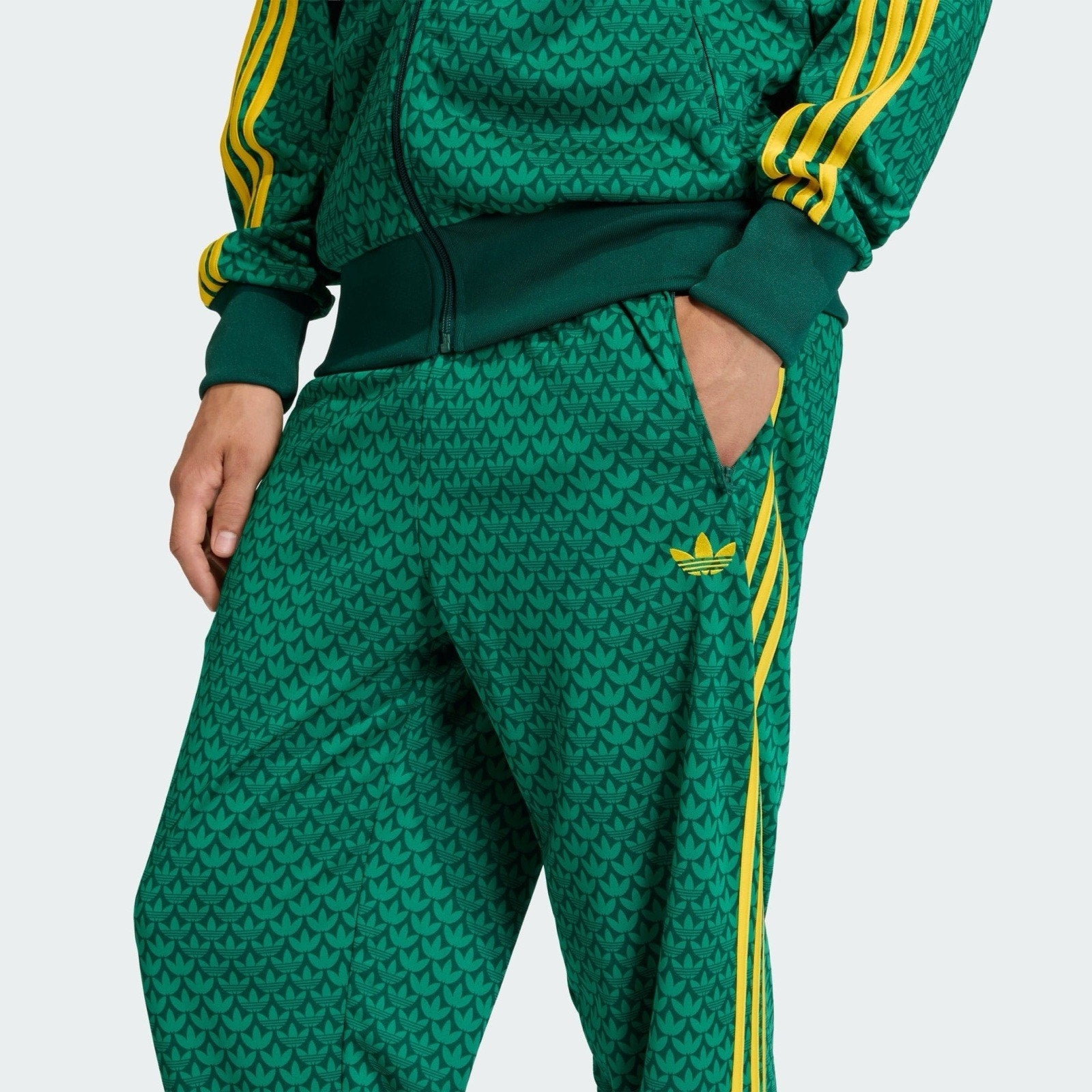 adidas Originals Firebird Loose Monogram Track Pants Men XL Green Yellow KD0396