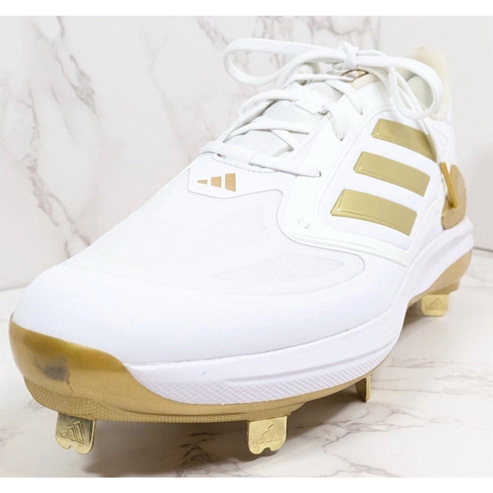 Adidas Women's Adizero PureHustle 3 Elite Metal Softball Cleats White/Gold Sz 13