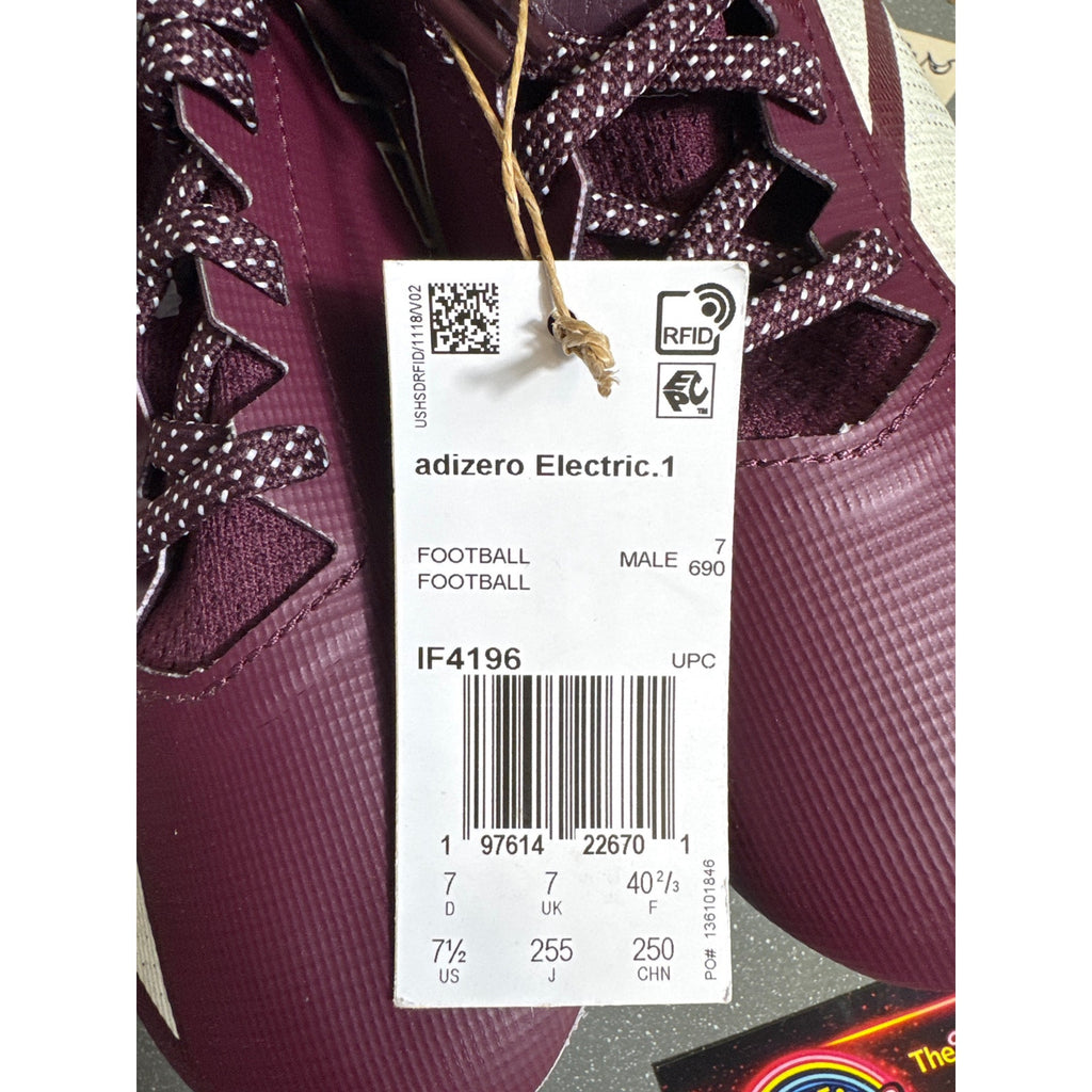 Adidas Adizero Electric.1 Football Cleats Burgundy White IF4196 Men’s 7.5 New