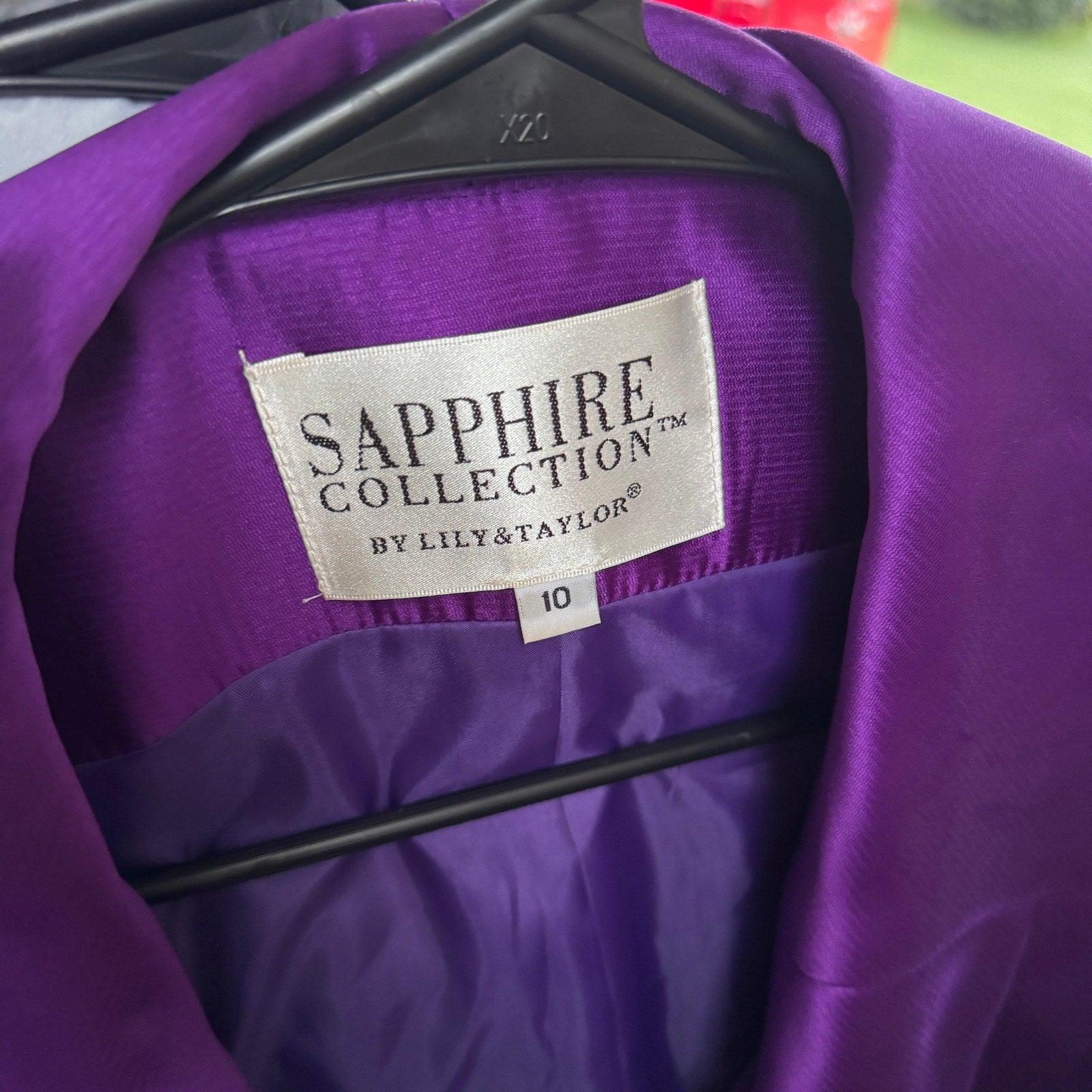 Lily & Taylor Sapphire Collection Purple Rhinestone Jacket Womens 10 USA