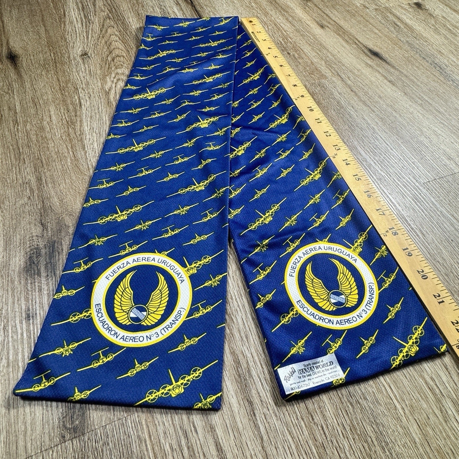 Vtg 1990s Uruguay Air Force Escuadrón Aéreo Nº3 Transport Crew Scarf USA